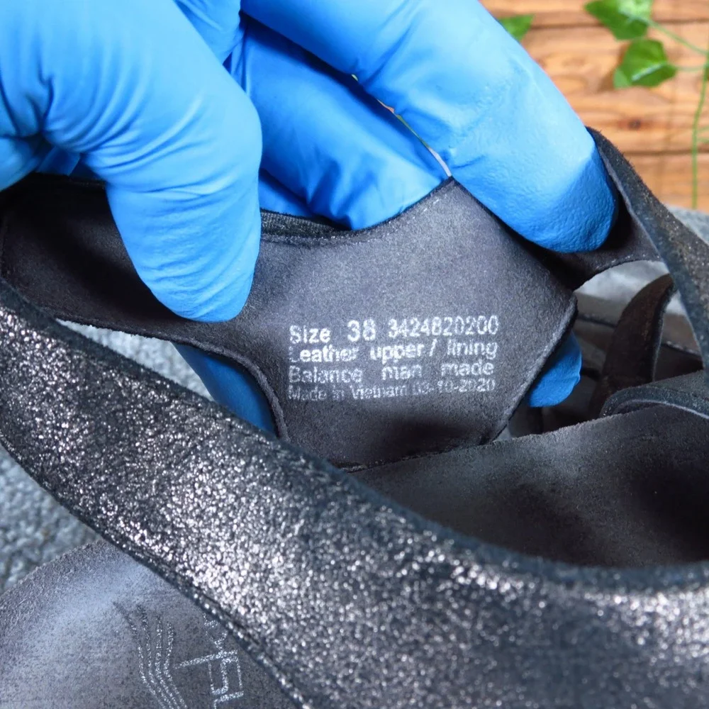 Dansko Stayce Womens Wedge Sandals Sz 38‎ US 7.5-8 Casual Black Metallic Leather
